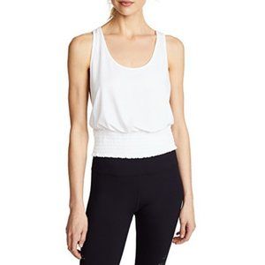 Free People Tank Top Small Women's Movement Mala Smocked Waist Shirt Top Ivory